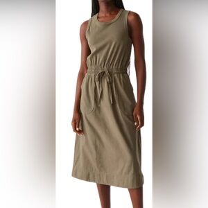Evereve Michael Stars Whilemina Mixed Fabric Camo Green Midi Sundress
